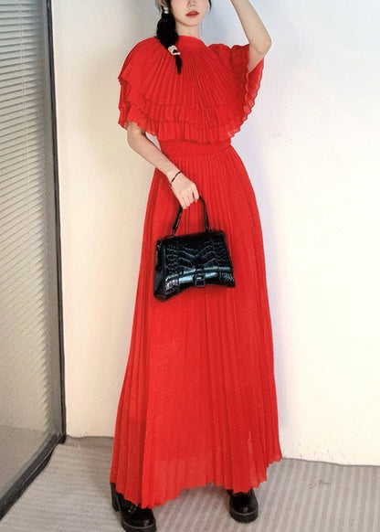 New Yellow Wrinkled Lace Up Chiffon Cape Dresses Summer