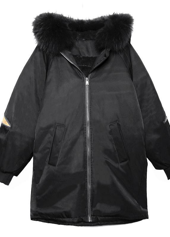 New army green overcoat plus size snow jackets hooded faux fur collar winter outwear - SooLinen