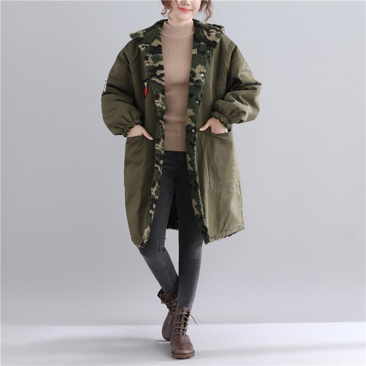 Neu Armee-grün parkas casual kapuzenjacke Feine taschen
