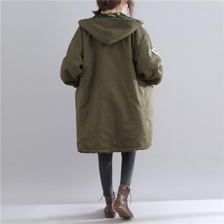 Neu Armee-grün parkas casual kapuzenjacke Feine taschen