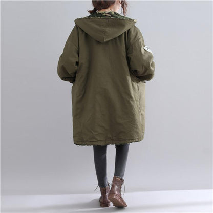 Neu Armee-grün parkas casual kapuzenjacke Feine taschen