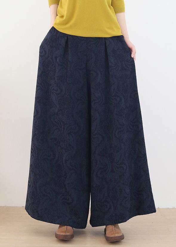 New autumn winter 2021 retro black jacquard trousers - SooLinen