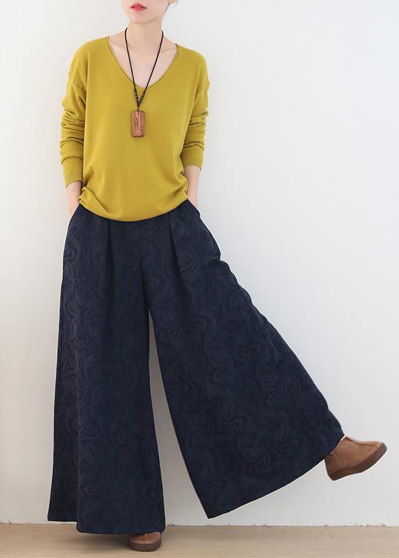 New autumn winter 2021 retro black jacquard trousers - SooLinen