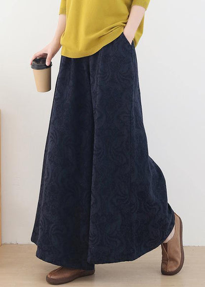 New autumn winter 2021 retro black jacquard trousers - SooLinen