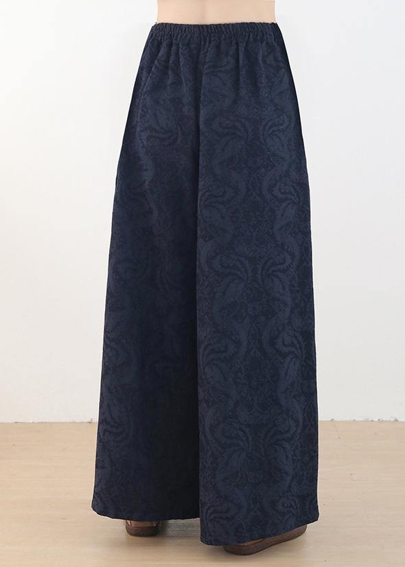 New autumn winter 2021 retro black jacquard trousers - SooLinen