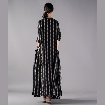 Neu Schwarz Plaid plus größe kleidung o neck baggy herbst kleider 2018 taschen