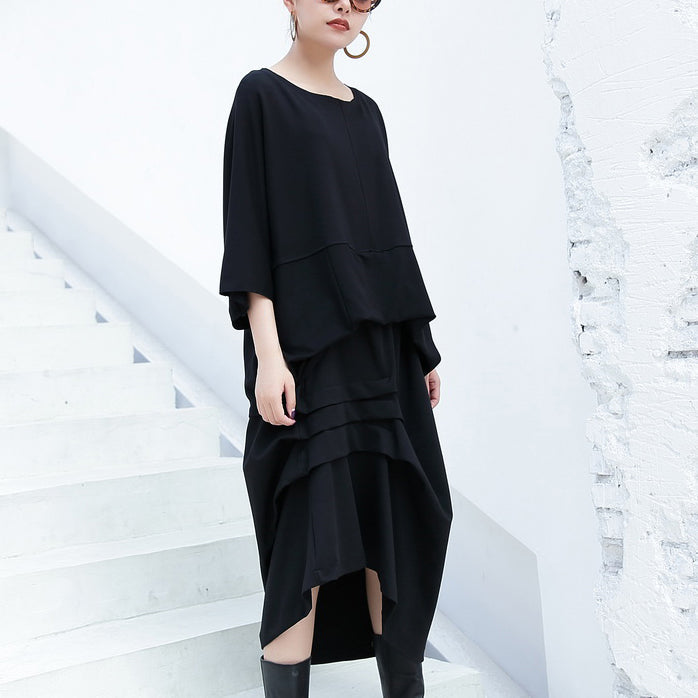 Neue schwarze Baumwollweste beiläufige Baumwollt-Shirts Frauen Flügelärmel lose Taille kurzes T-Shirt