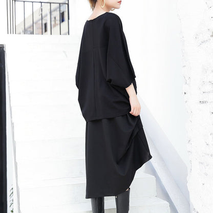 Neue schwarze Baumwollweste beiläufige Baumwollt-Shirts Frauen Flügelärmel lose Taille kurzes T-Shirt