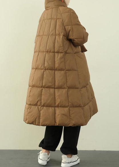 New black down jacket woman oversize snow thick pockets Luxury overcoat - SooLinen