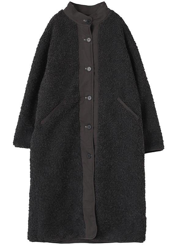 New black wool coat for woman casual winter coat o neck two ways to wear coat - SooLinen
