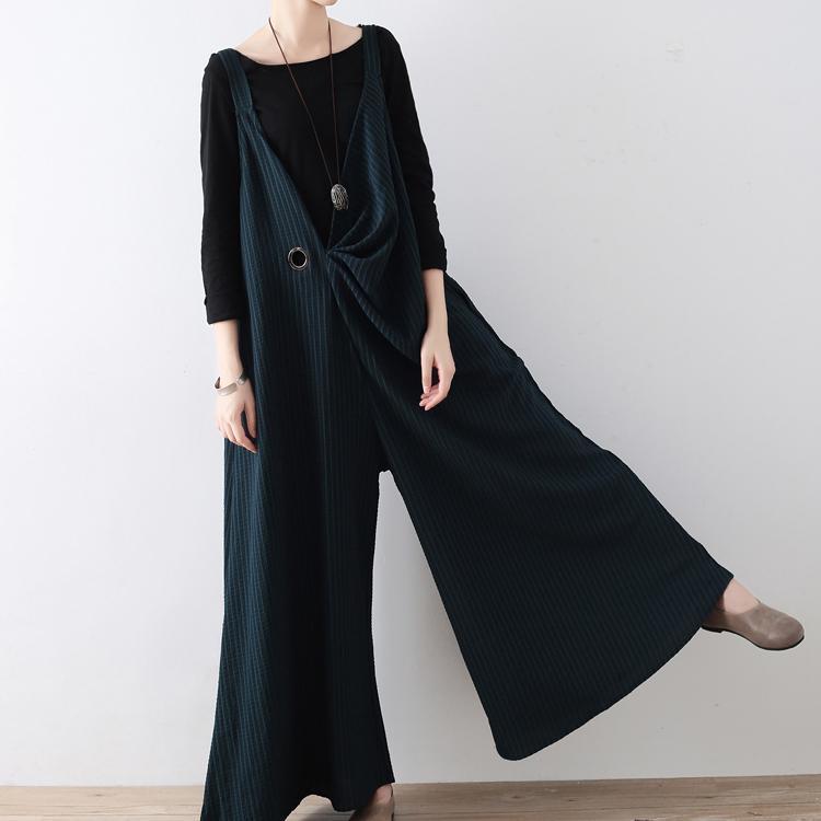 Neu Schwärzlich grün overall hosen gestreiften breite bein oversize overalls hosen