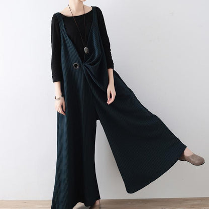 Neu Schwärzlich grün overall hosen gestreiften breite bein oversize overalls hosen