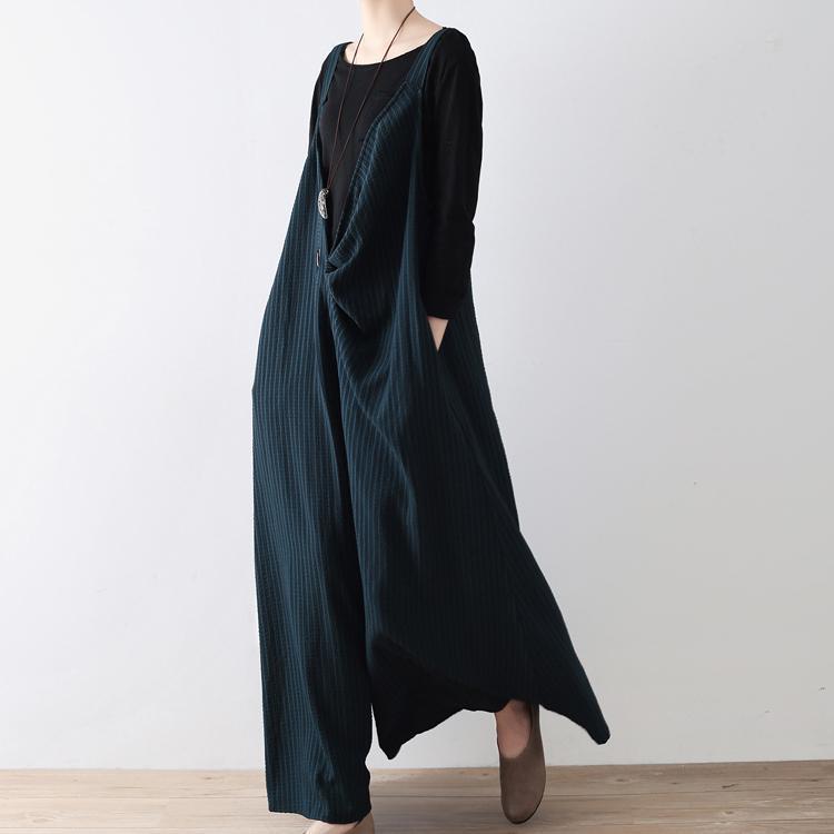 Neu Schwärzlich grün overall hosen gestreiften breite bein oversize overalls hosen