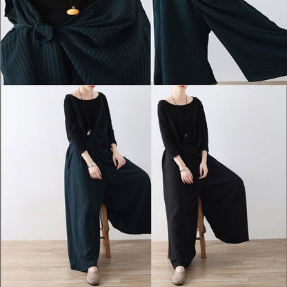 Neu Schwärzlich grün overall hosen gestreiften breite bein oversize overalls hosen