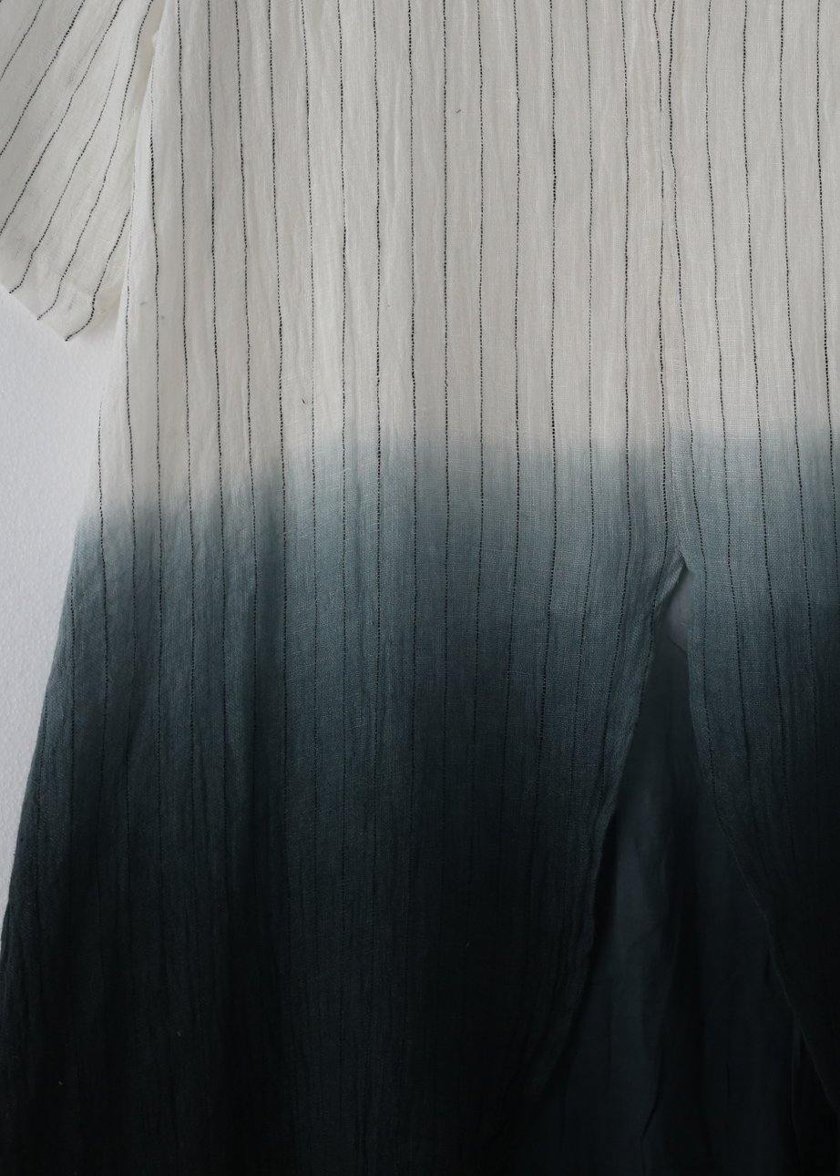 New gradient design irregular hem robe pure linen dress - SooLinen
