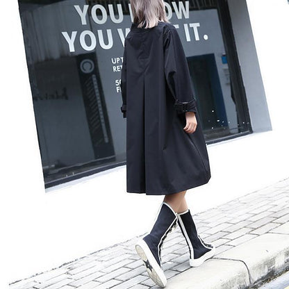 Neu Grau 2018 herbst kleid Locker sitzende reise kleidung asymmetrische Elegante O neck patchwork