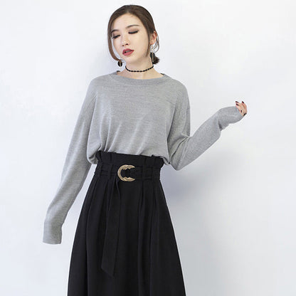 Neu Grau gemütlichen pullover casual o neck gestrickte tops vintage baggy bluse