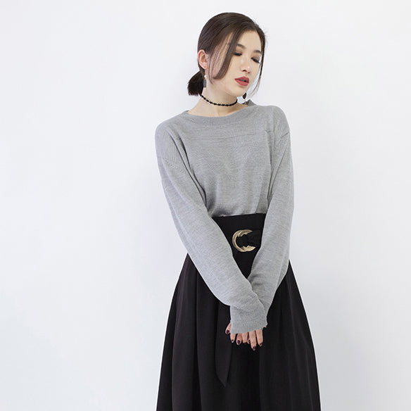 Neu Grau gemütlichen pullover casual o neck gestrickte tops vintage baggy bluse
