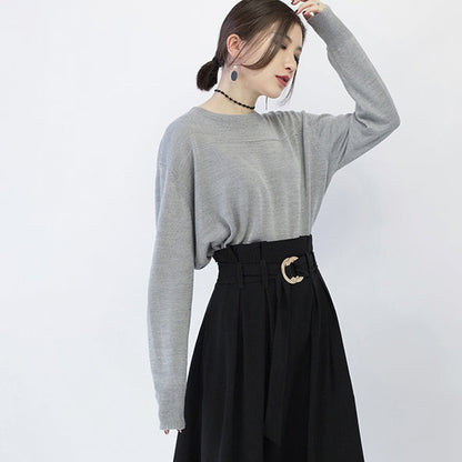 Neu Grau gemütlichen pullover casual o neck gestrickte tops vintage baggy bluse