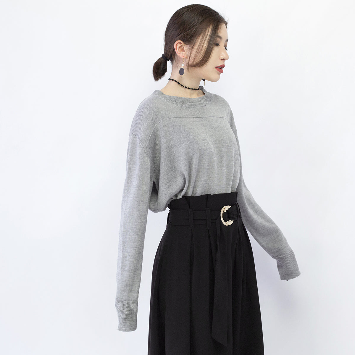 Neu Grau gemütlichen pullover casual o neck gestrickte tops vintage baggy bluse