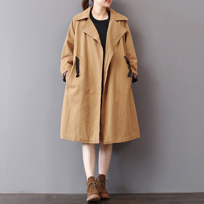 Neu Khaki Mäntel plus größe revers kragen outwear vintage wilden