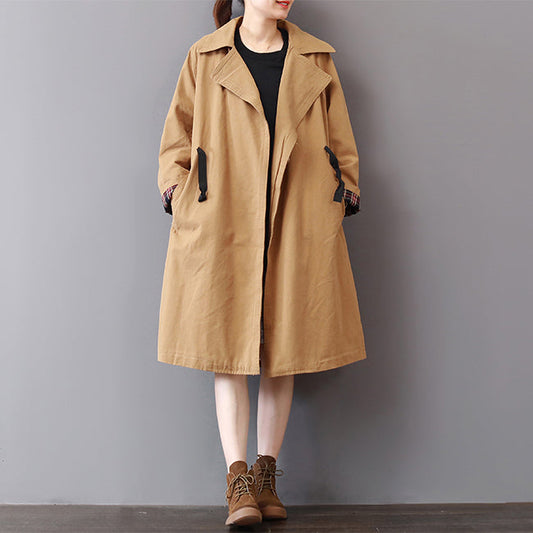 Neu Khaki Mäntel plus größe revers kragen outwear vintage wilden