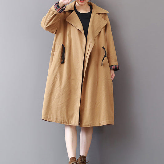 Neu Khaki Mäntel plus größe revers kragen outwear vintage wilden