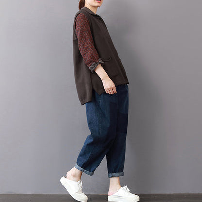 Neuer khakifarbener gemütlicher Pullover Locker sitzende Pullover mit Reverskragen 2018