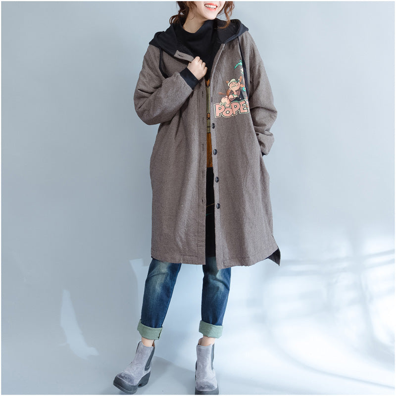 Neu Khaki drucke frauen parka casual mit kapuze warme winter mantel feine dicke