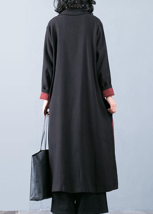 New orange red patchwork coat for woman oversize trench coat fall outwear double breast - SooLinen