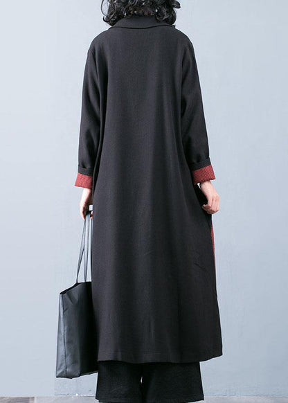 New orange red patchwork coat for woman oversize trench coat fall outwear double breast - SooLinen