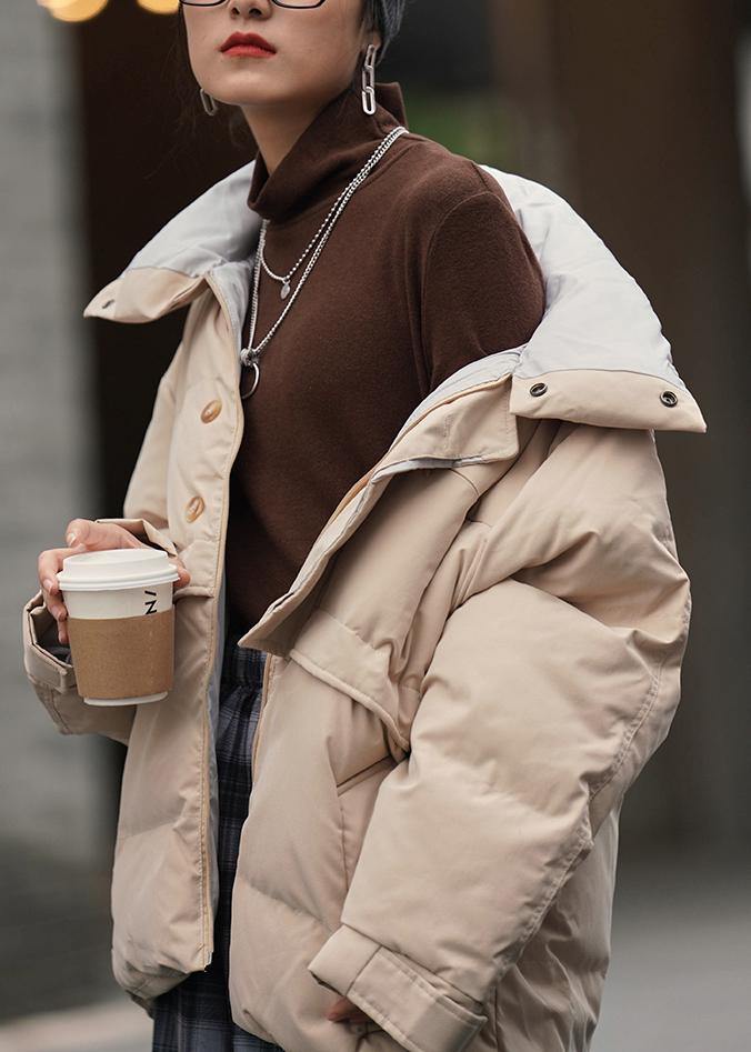 New plus size clothing Jackets nude stand collar patchwork outwear - SooLinen