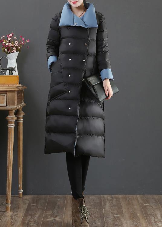 New plus size clothing snow jackets Jackets black stand collar pockets down coat winter - SooLinen