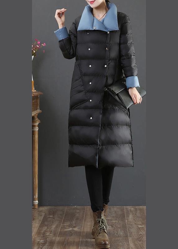 New plus size clothing snow jackets Jackets black stand collar pockets down coat winter - SooLinen