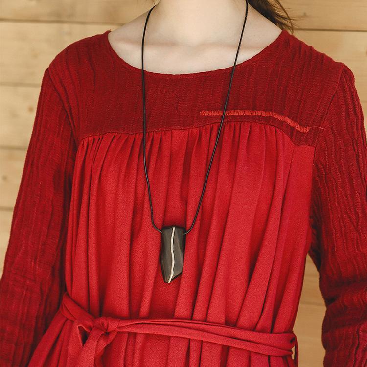 Neu Rot plus größe kleidung O neck stickerei kaftane boutique langarm große saum kleider