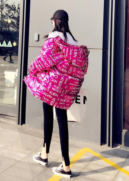 New rose Letter duck down coat plus size clothing snow jackets hooded pockets Luxury Jackets - SooLinen