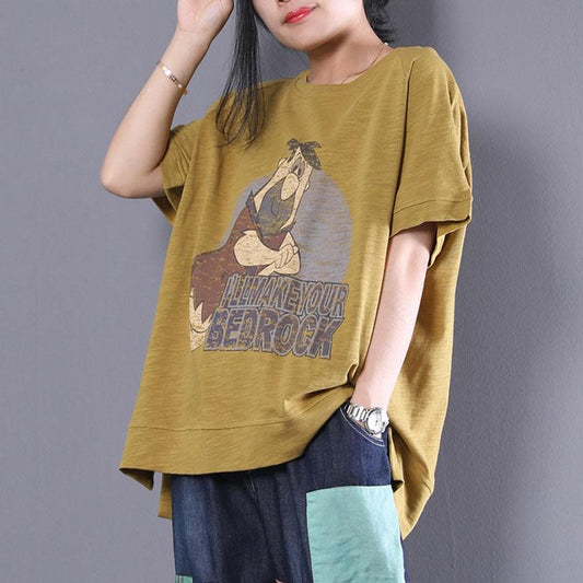 Neues Sommer-T-Shirt in Übergröße mit Cartoon-Brief-Aufdruck, kurzärmelig, Damen-Tops