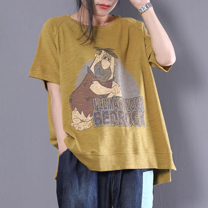 Neues Sommer-T-Shirt in Übergröße mit Cartoon-Brief-Aufdruck, kurzärmelig, Damen-Tops