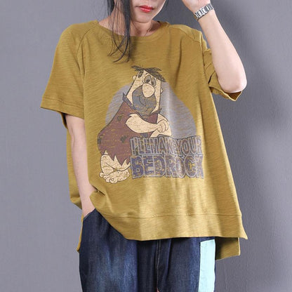 Neues Sommer-T-Shirt in Übergröße mit Cartoon-Brief-Aufdruck, kurzärmelig, Damen-Tops