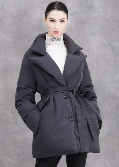 New white duck down coat plussize tie waist winter jacket thick Luxury coats - SooLinen