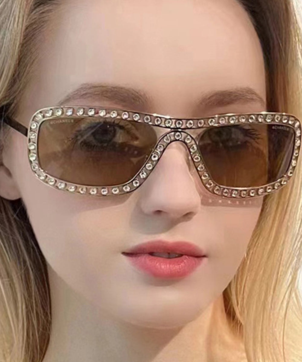 New Luxury Grey Zircon Studded Sunglasses