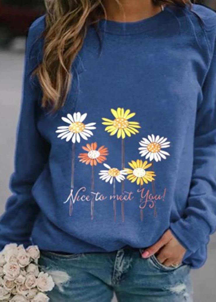 Nice to meet you' & Daisy Print Sweatshirt - SooLinen