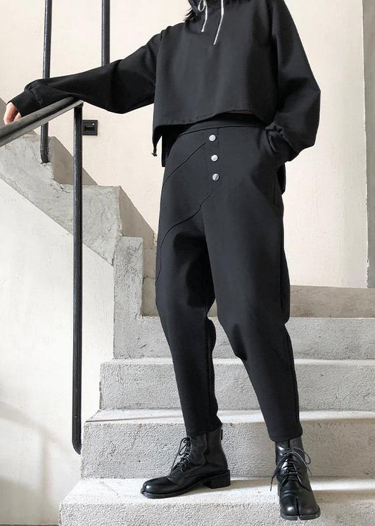 Nine points casual pants women spring and autumn plus size high waist and feet Harlan black pants - SooLinen