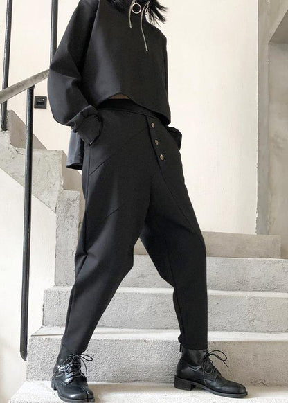 Nine points casual pants women spring and autumn plus size high waist and feet Harlan black pants - SooLinen