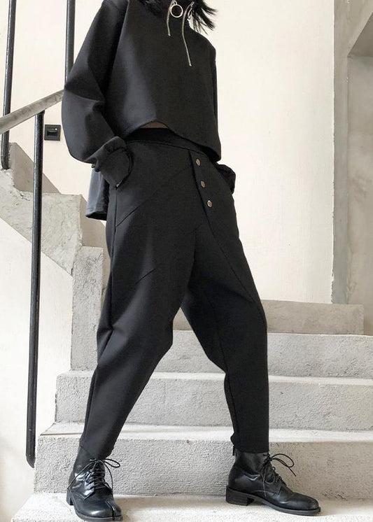 Nine points casual pants women spring and autumn plus size high waist and feet Harlan black pants - SooLinen