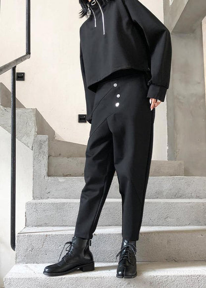 Nine points casual pants women spring and autumn plus size high waist and feet Harlan black pants - SooLinen