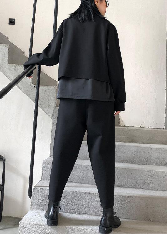 Nine points casual pants women spring and autumn plus size high waist and feet Harlan black pants - SooLinen