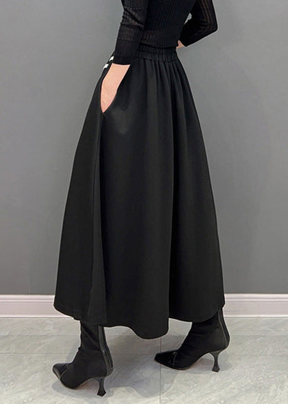 Neuheit Schwarz Floral Dicke Elastische Taille Röcke Winter