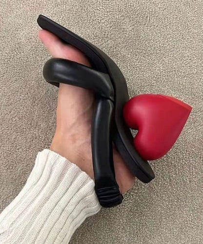 Neuartige schwarze Peep-Toe-Sandalen mit dicker Sohle