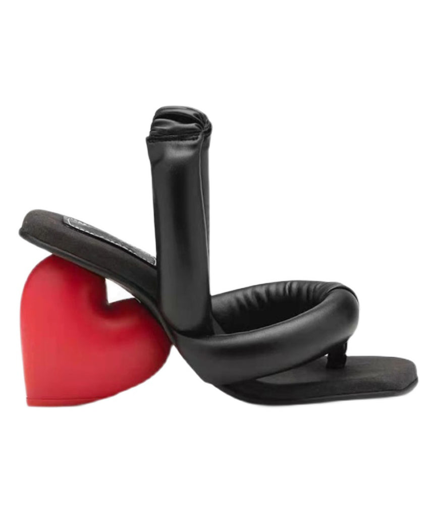 Neuartige schwarze Peep-Toe-Sandalen mit dicker Sohle